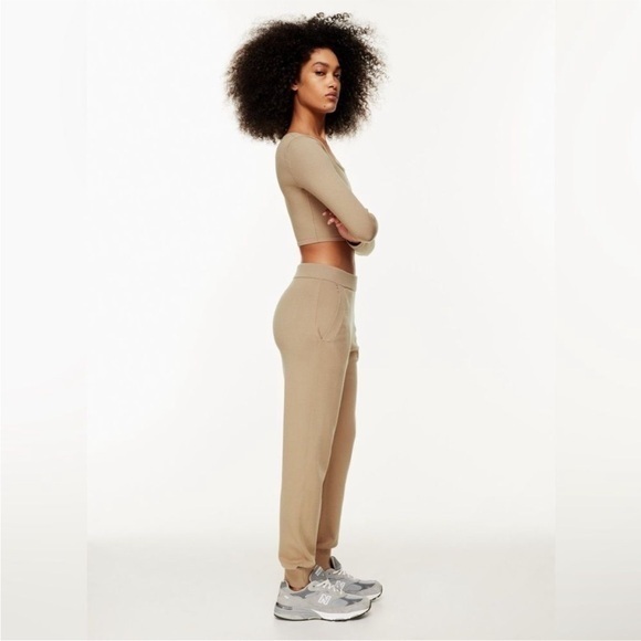 Aritzia Babaton Camel Brown High Waisted Knit Rodin Jogger Sweatpants  Pants - Picture 10 of 14